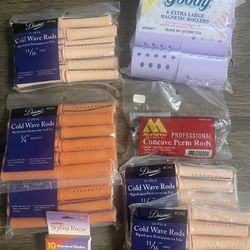 Hairstylist Goodies(perm rods/rollers/foil Rolls Three Diff Colors/razor Blades) Also Have A Shampoo Cushion If Want!