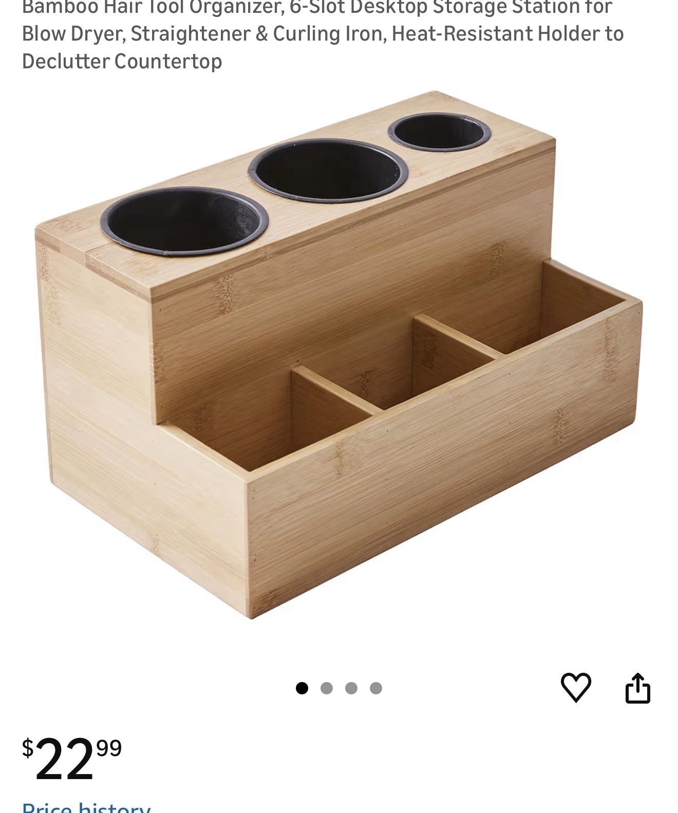 Bamboo Hair Tool Organizer 