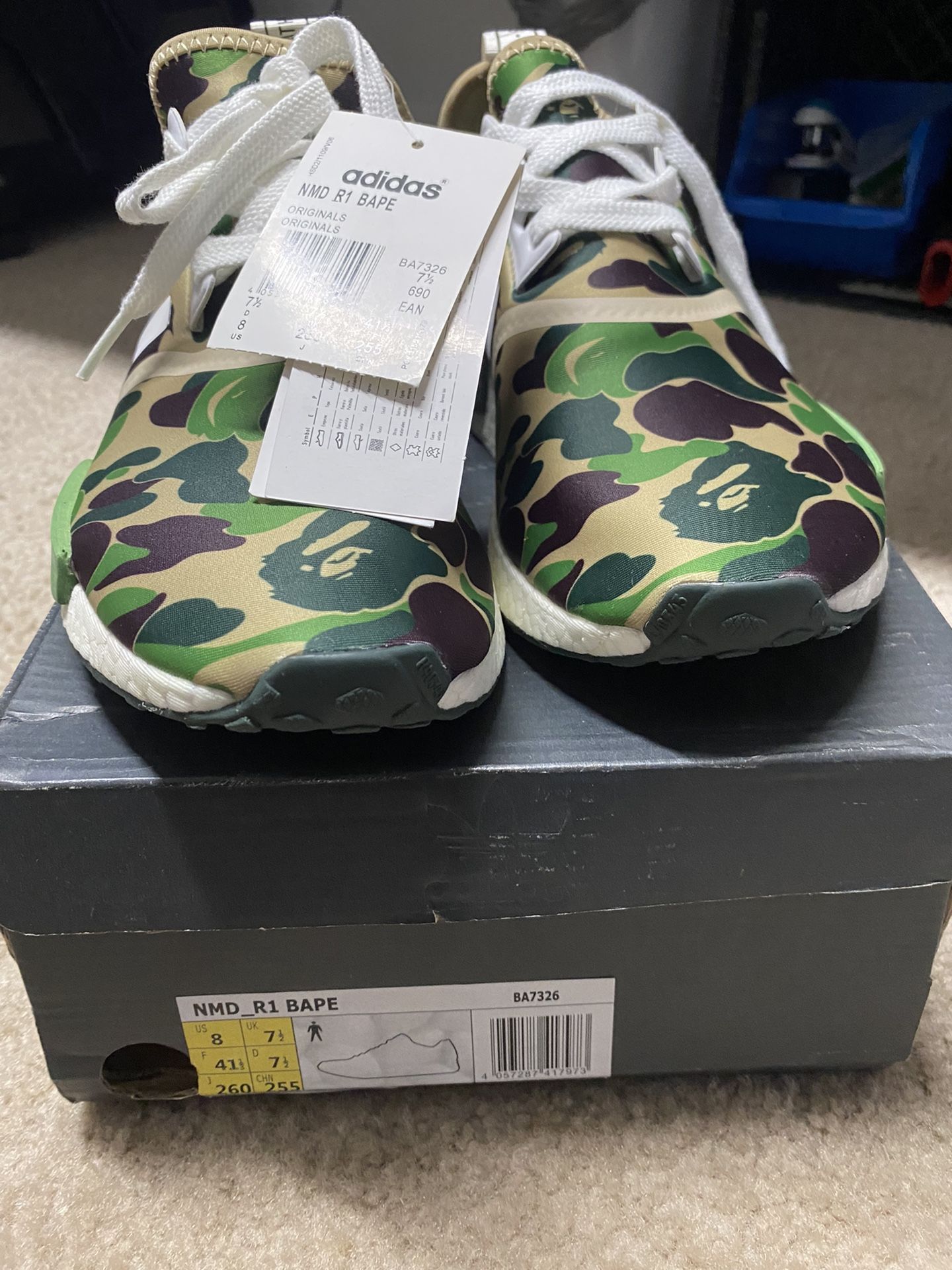 adidas gazelle silver green womens Hype Stew Sneakers Detroit Adidas NMD R1 Bape Olive Camo Camouflage BA7326  2016 Men's Size 6.5 main image 1