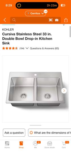 KOHLER Cursiva Stainless Steel 33 in. Double Bowl Drop-in Kitchen Sink