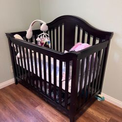 Baby Crib Espresso Wood