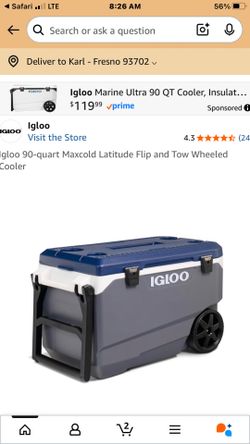 Igloo max cold wheel and tow cooler  90qt