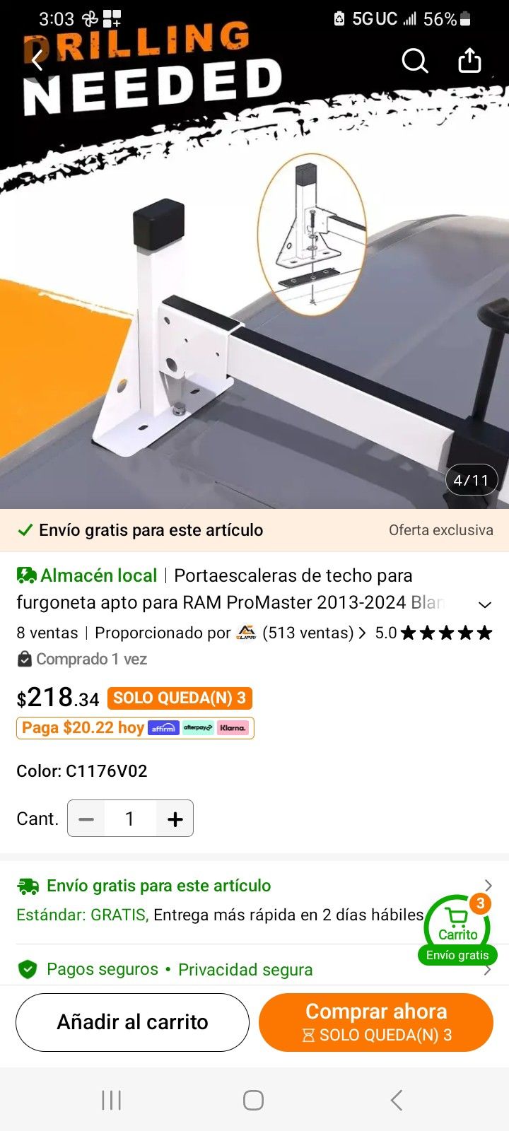 ladder rack for van Ram Pro Mastes O Cargo