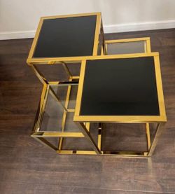 Pretty and Modern Gild and Black Side Table -Same Day Delivery - Many More Options at Location