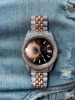 Rolex datejust chocolate dial moissanite🔥