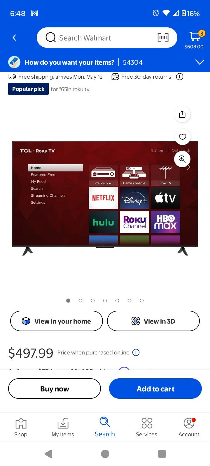 TCL 65-in Roku Smart TV