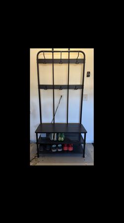 Coat Rack and Bench with Shoe Storage 