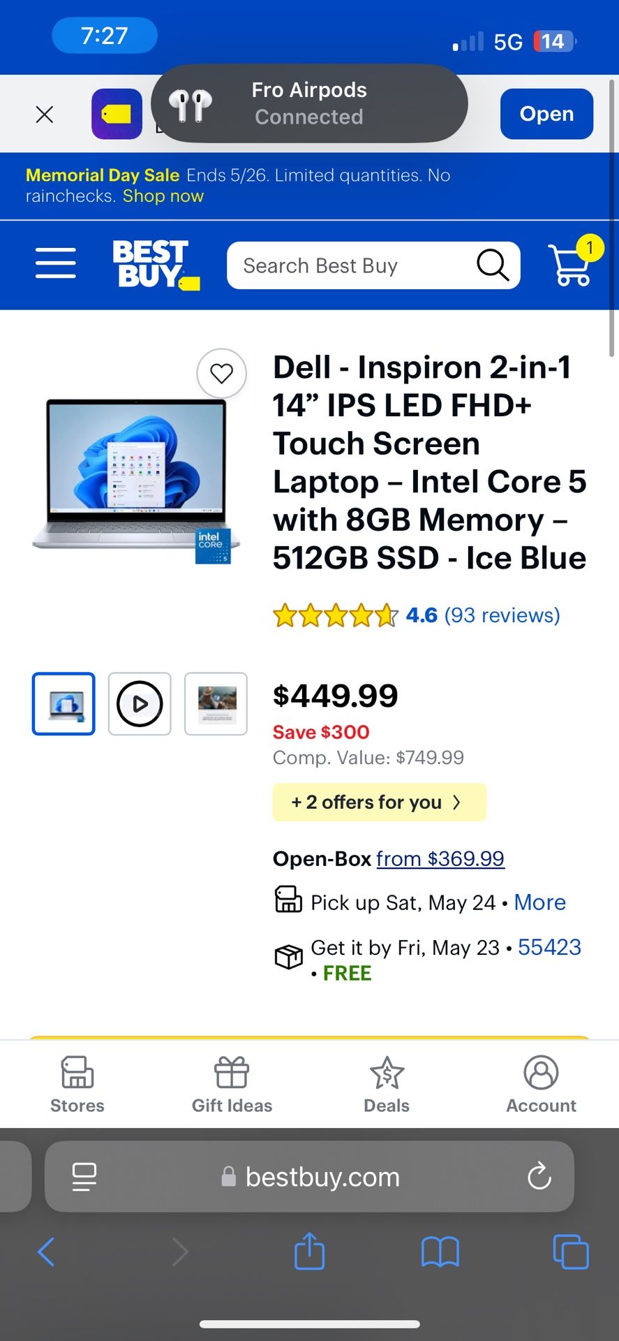 DELL - INSPIRON 2in1 TOUCH SCREEN LAPTOP