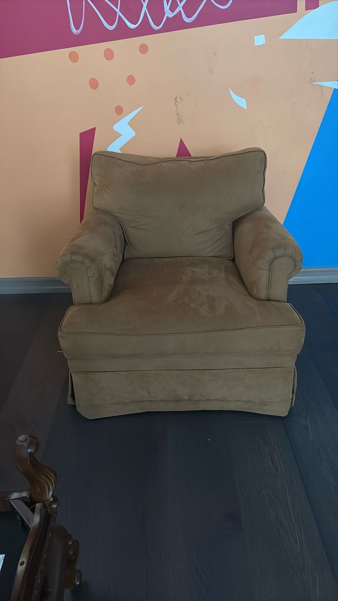 Rotating Comfy Brown Suede Armchair