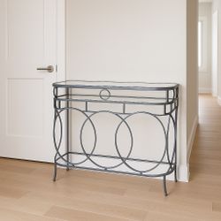 metal table with mirror on the top