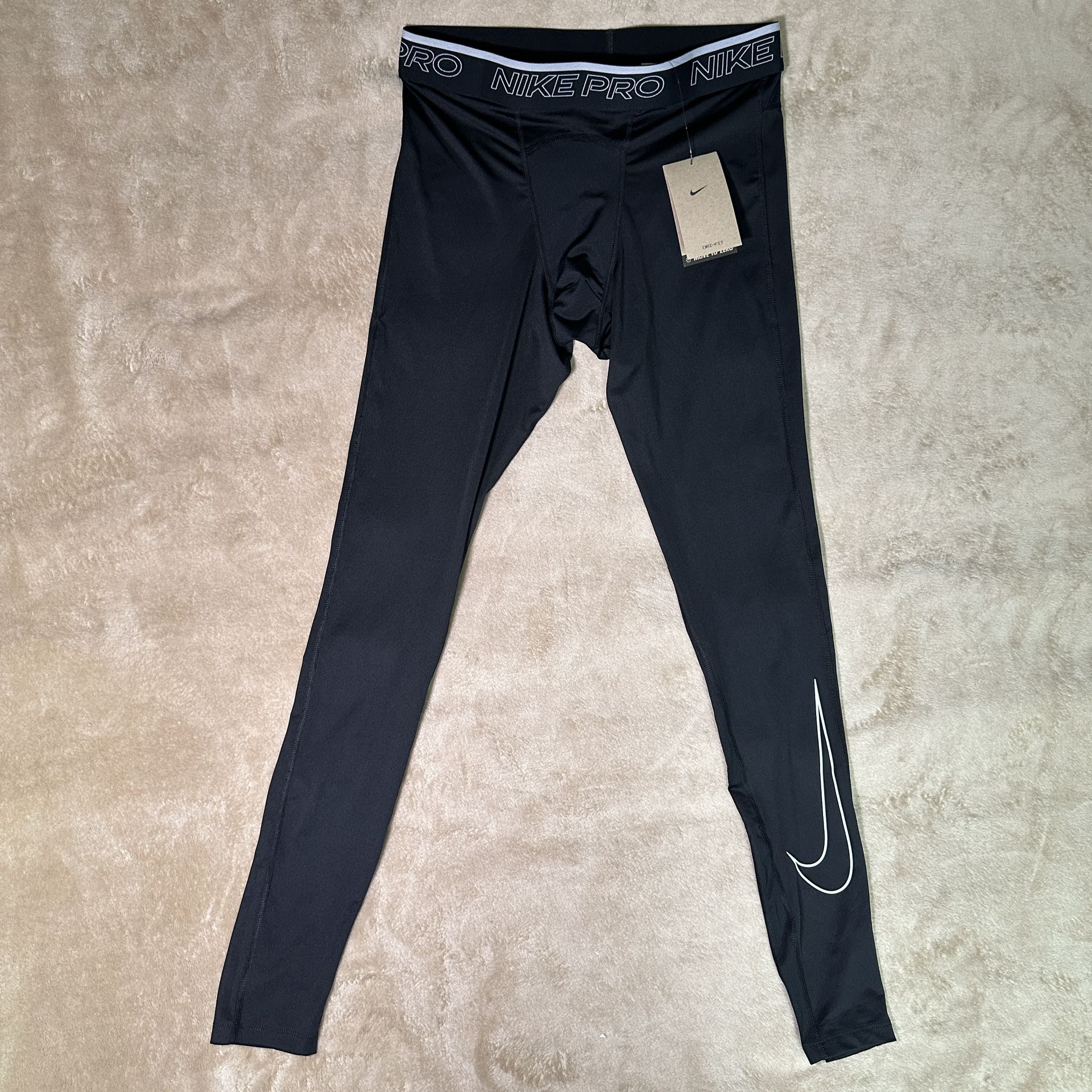 Nike Pants Adult Large Black Pro Dri-Fit Tight Fit Solid Comfort Casual Gym Mens