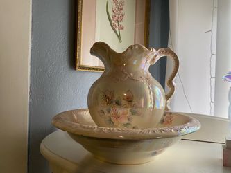 Vintage Ceramic Pitcher and Basin Set