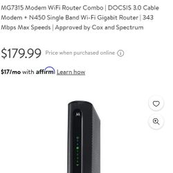 Motorola MG7315 Modem And Router Combo