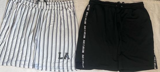 Men’s XXL Shorts Bundle Black Athletic + White Striped Casual Shorts