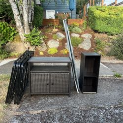 Free On Curb (Not Monitoring) Bed Frame, Outdoor Cabinet, Storage, Iron Board
