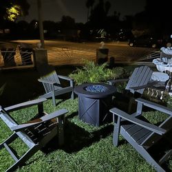 brand new patio set with fire pit propane in box