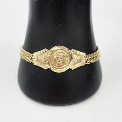 14kt Gold Jesus Nameplate Bracelet 15.8G 8"