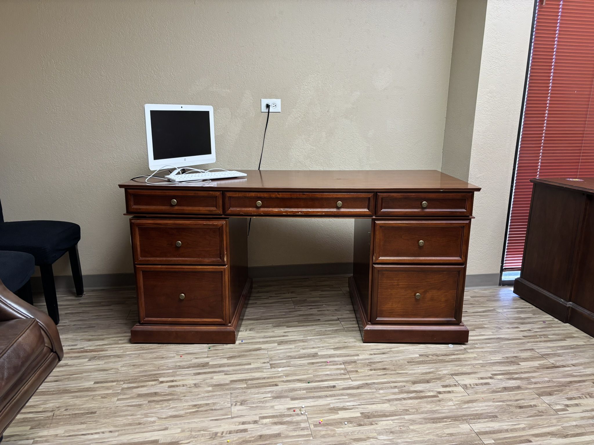 2 Pier 7 Drawer Desk Cherry Color