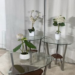 Glass & Chrome ASHLEY FURNITURE Coffee Table Set of 3