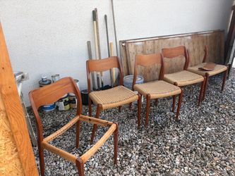 Mid-century, modern teak, dining chairs