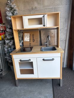 IKEA DUKTIG Wooden Play Kitchen + Large Lot of Accessories
