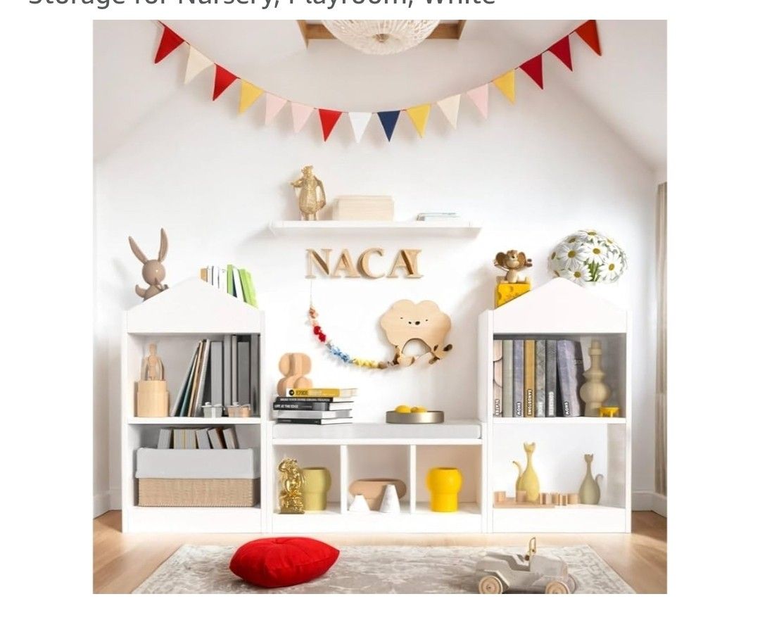 MHOM 68.9“ Kids Bookshelf with Reading Nook, Toy Storage Organizer with Seat Cushion and 7 Storage Cubbies, Wooden Kids Bookcase, Toy Organizers and S