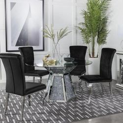 5PC Glass Dining Table Set 