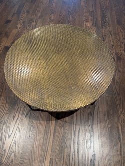 Round Gold Textured Metal Coffee Table