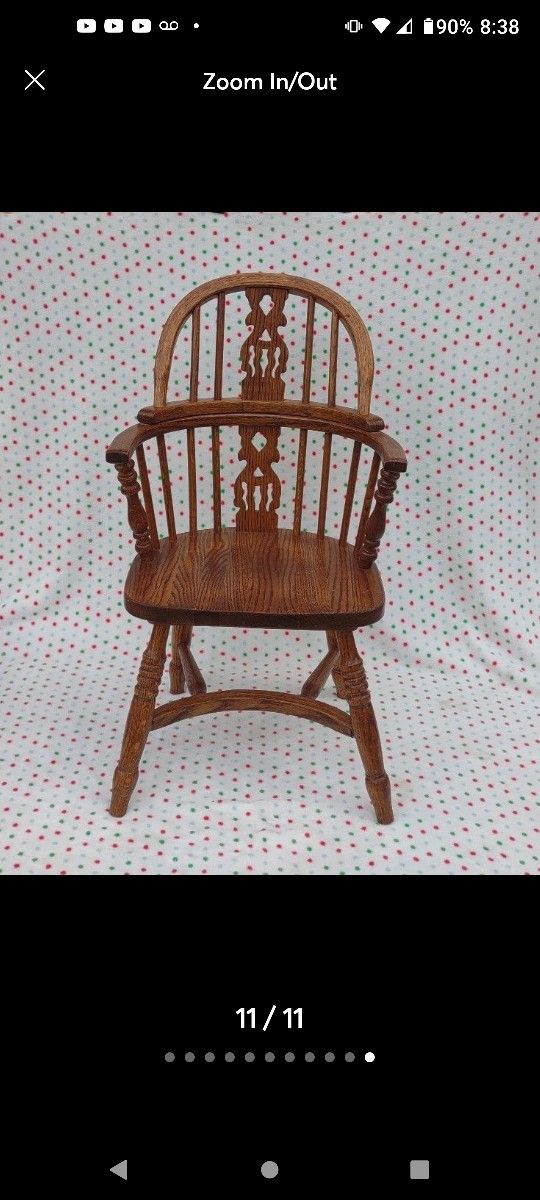 Windsor Spindle Child Yew Wood Splat Back Windsor Chair English England Antique