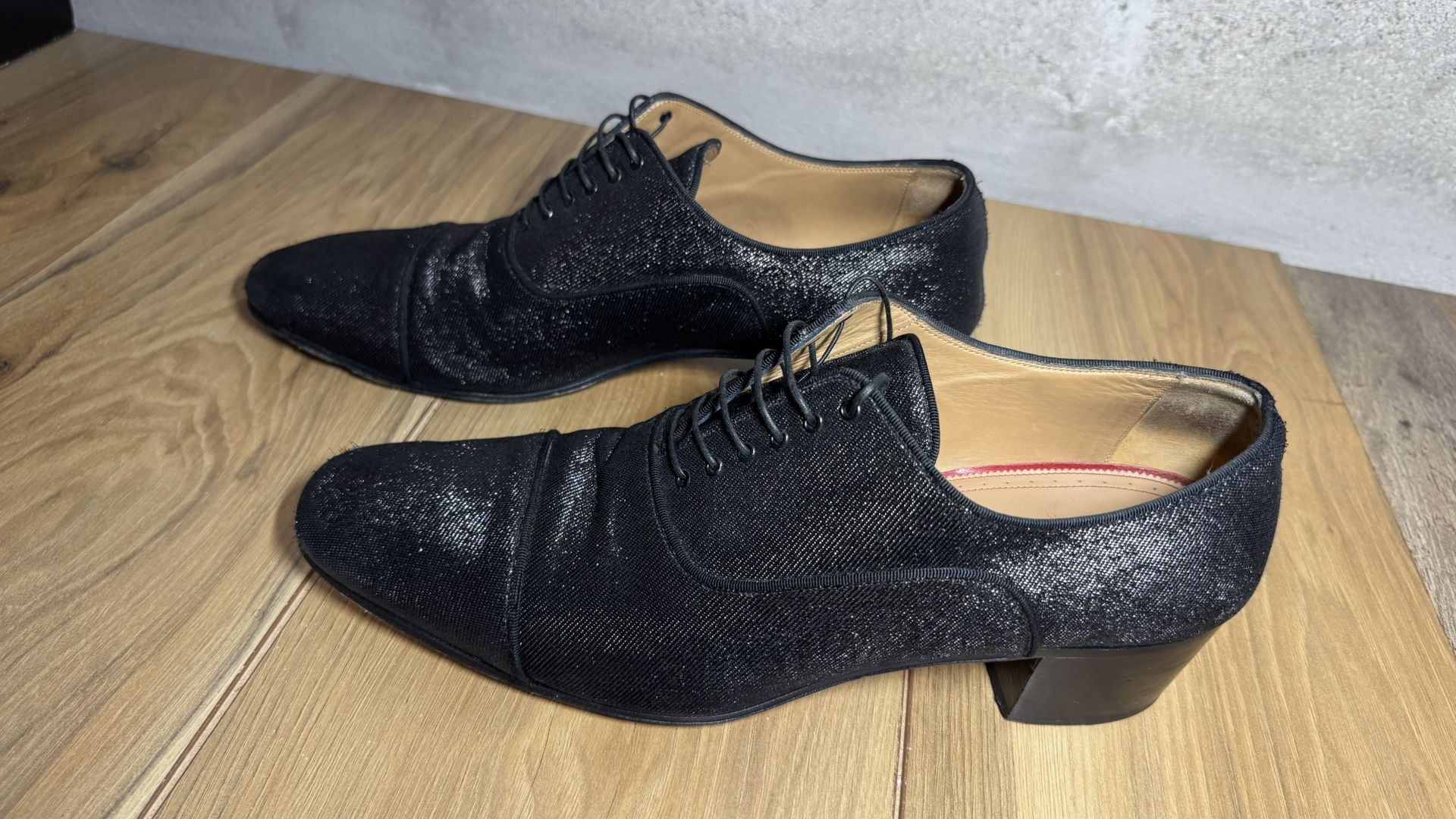 🔥RED BOTTOM Christian Louboutin Loafer Dress Shoes Black Heel