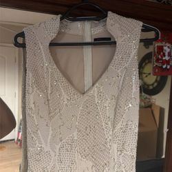 White And Gold Long Mermaid Dress