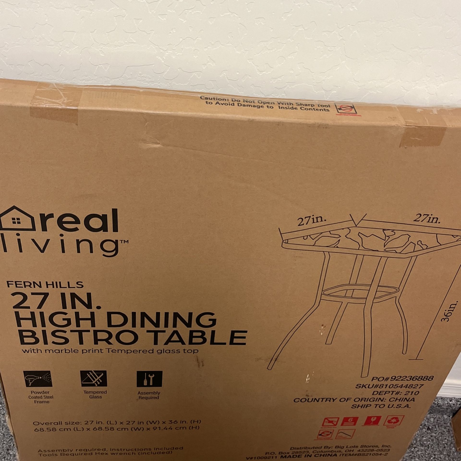 Big lots 27 Inch real living Fern Hills High Dining Bistro Table for