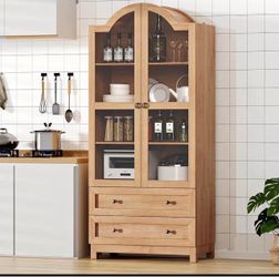 Wooden cabinet with glass doors