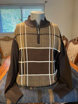 Stacy Adams Men’s XL Brown Quarter Zip Sweater