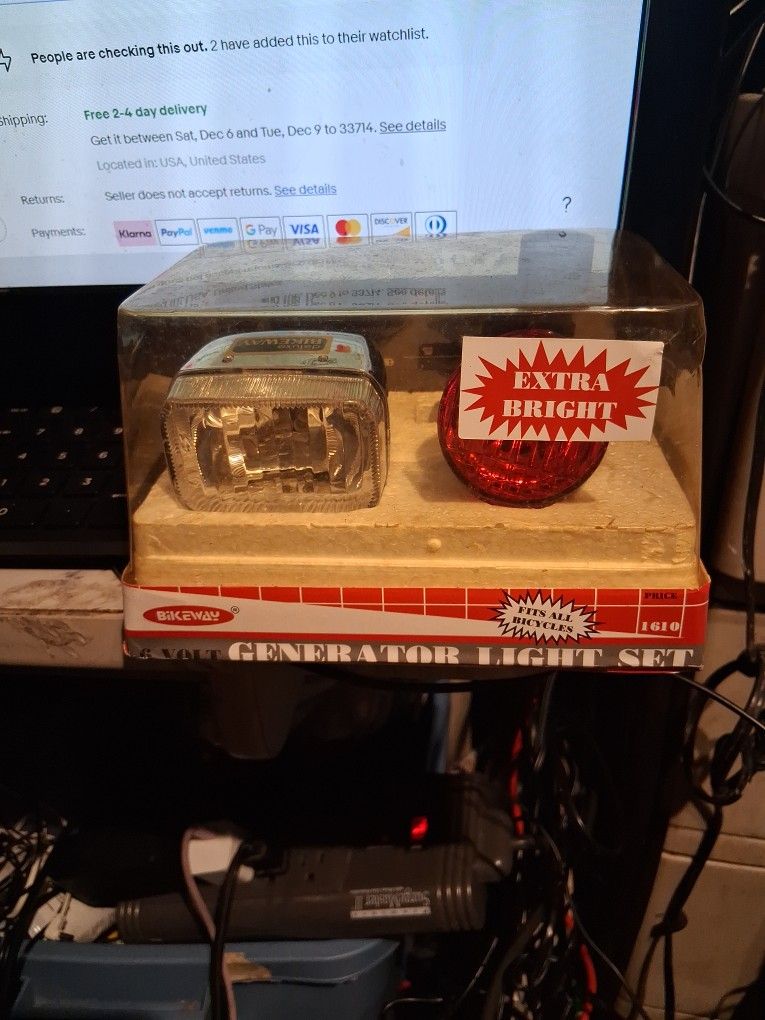  VINTAGE  BIKEWAY DELUXE 6 VOLT GENERATOR LIGHT SET 