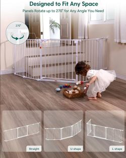 Brand new Babelio 104" Extra Wide Baby Gate, AdaptiZone, 5 Metal Panels, White
Hardware Mounted Dog Fence for Stairs, Kitchen, Doorways & Fireplace, F
