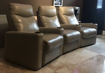 3 Recliners Taupe Leather $50 for all 3