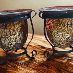 Set Of 2 Candle Holders  with black stands