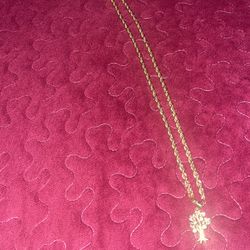 10k Gold Rope Chain With Pendant 