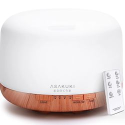 ASAKUKI 500ml Premium, Essential Oil Diffuser with Remote Control, 5 in 1 Ultrasonic Aromatherapy 