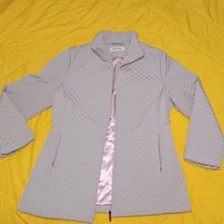 Calvin Klein Diamond Quilted Grey Zipper Puffer Coat XL