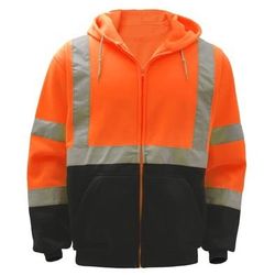 NEW STOCK AVAILABLE! Reflective Stripe Zip-Up Hoodie – Orange – XL IN STOCK!