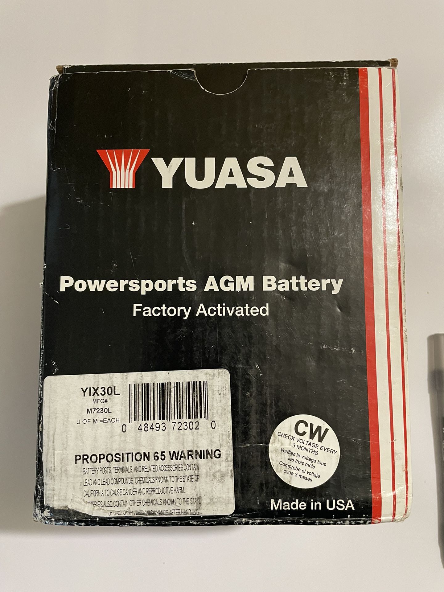 Yuasa Powersports AGM Battery YIX30L New
