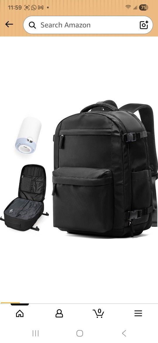 Vacuum Travel Backpack with Pump for Women, Personal Item Carry on Backpacks Flight Approved for Men,Laptop Waterproof Work Compression bags Casual Da