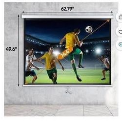 New Projector Screen 72” 4:3 HD PVC Manual Projection Screen Home Theater Office White