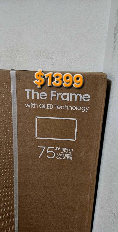 75 Inch Frame Samsung Smart TV 4K UHD Qled with 120 Hz refresh rate.  Brand new In the box. 