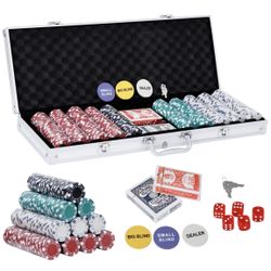 Gambling Casino Size Chip Dice Gamble Poker Game Set with Carry Case (Set of 500