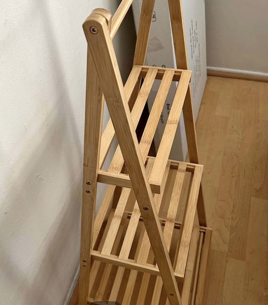 3 Tier Ladder Bamboo Shelf