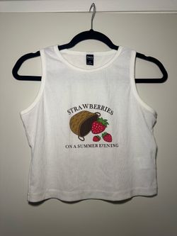 White 'Strawberries on a Summer Evening' Tank Top