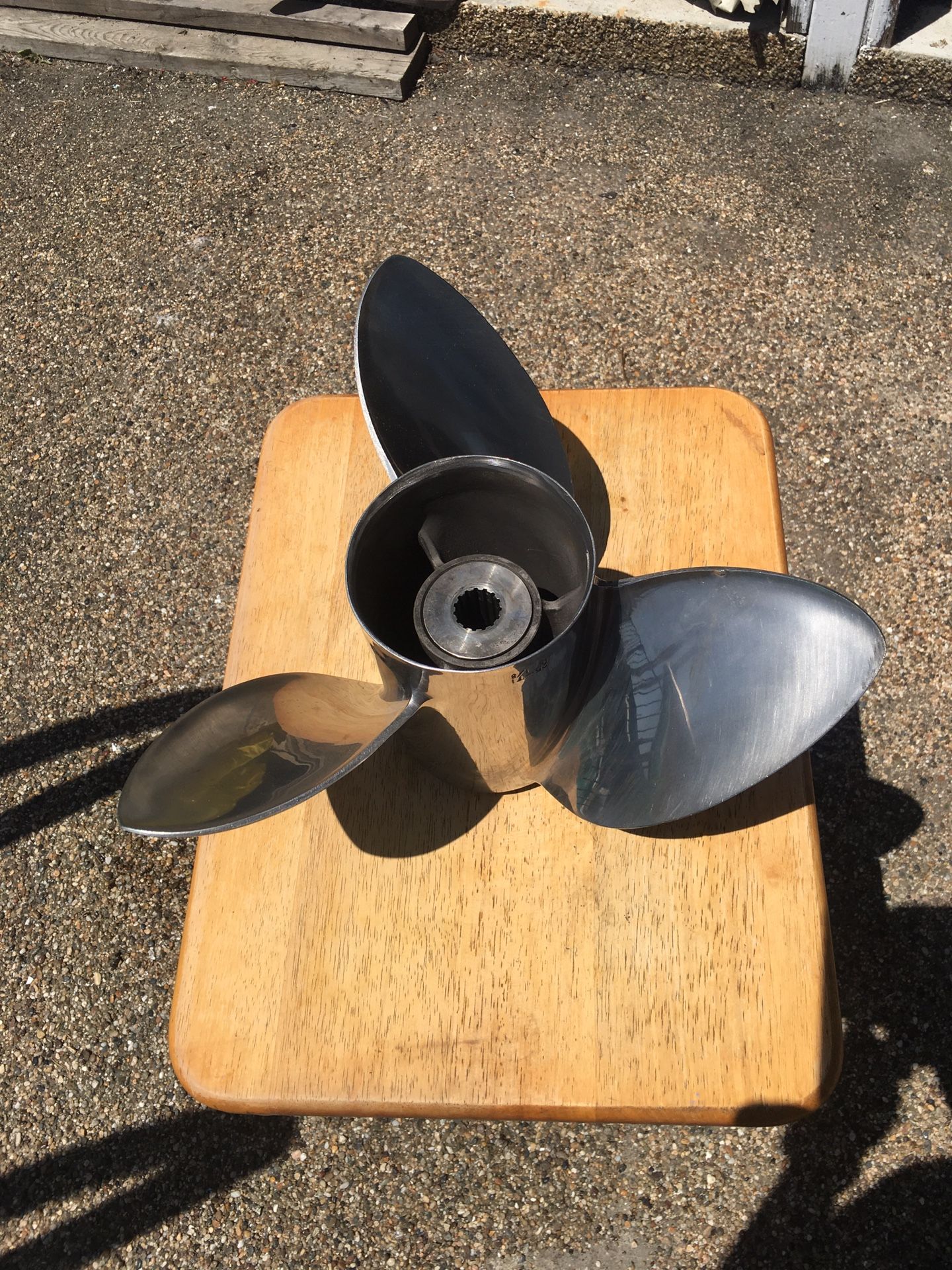 Outboard Motor Propeller 3 Blade Stainless Steel 15 1/8” x 25 TI